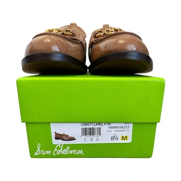 SAM EDELMAN Christy Patent Leather Loafers Camel Gold Size Women 8.5 M $150 MSRP - Picture 9 of 16